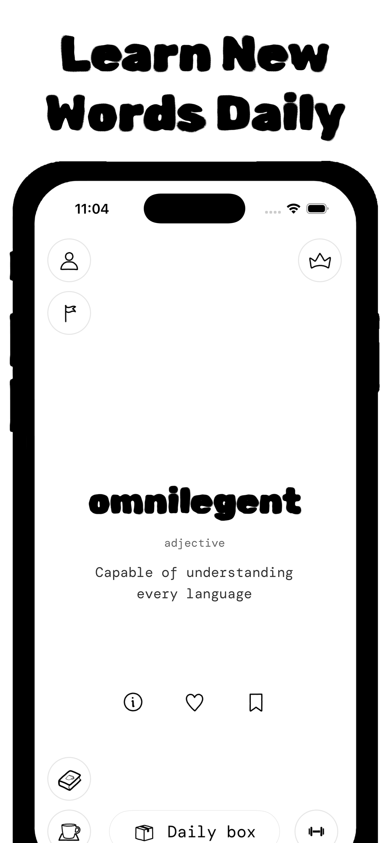 mug screenshot showing the daily vocabulary feed